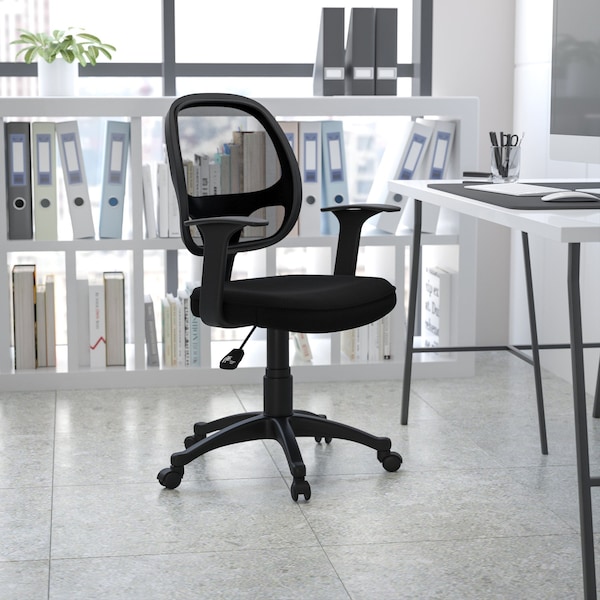 Flash Furniture Mesh Contemporary Chair, 17-1/4" to 22", Fixed Arms, Black - LF-W-118A-BK-GG