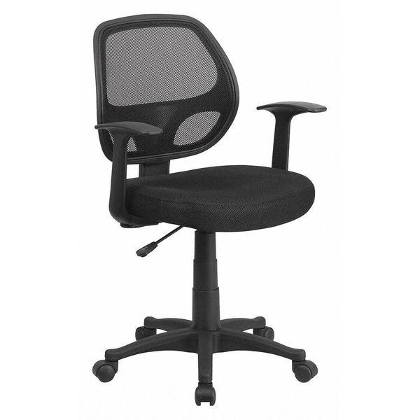 Flash Furniture Mesh Contemporary Chair, 17-1/4" to 22", Fixed Arms, Black - LF-W-118A-BK-GG