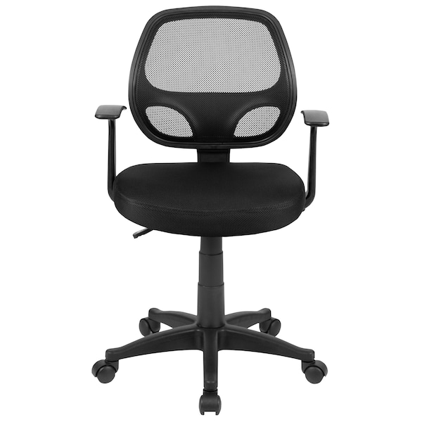 Flash Furniture Mesh Contemporary Chair, 17-1/4" to 22", Fixed Arms, Black - LF-W-118A-BK-GG