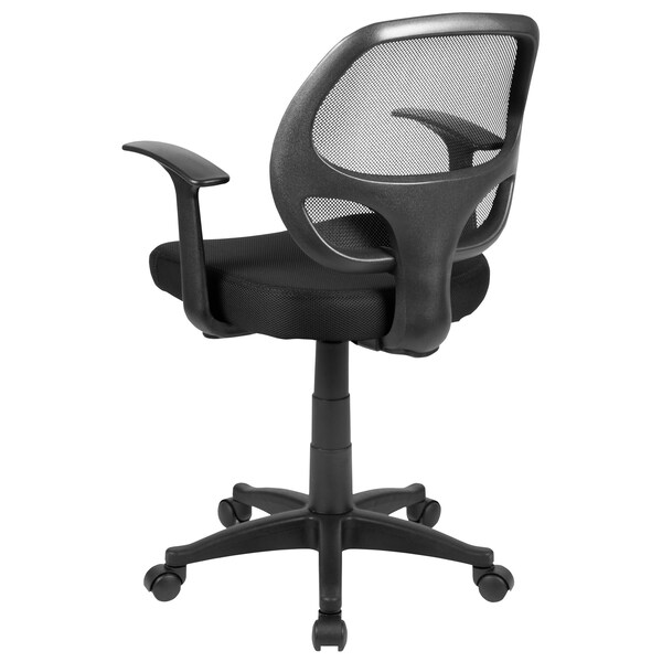 Flash Furniture Mesh Contemporary Chair, 17-1/4" to 22", Fixed Arms, Black - LF-W-118A-BK-GG
