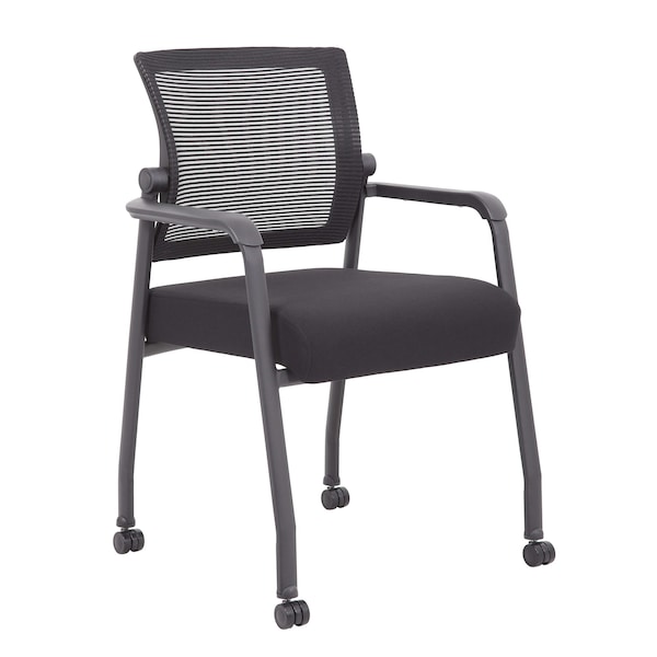 Boss Office Products Black Seat, 24 W 23 L 35.5 H, Mesh Seat - B6889R-BK