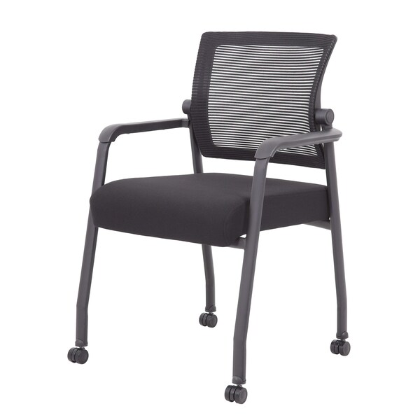 Boss Office Products Black Seat, 24 W 23 L 35.5 H, Mesh Seat - B6889R-BK