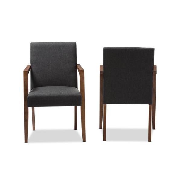 Baxton Studio Andrea Mid-Century Modern Dark Grey Upholstered Wooden Armchair, PK2 - 137-7365