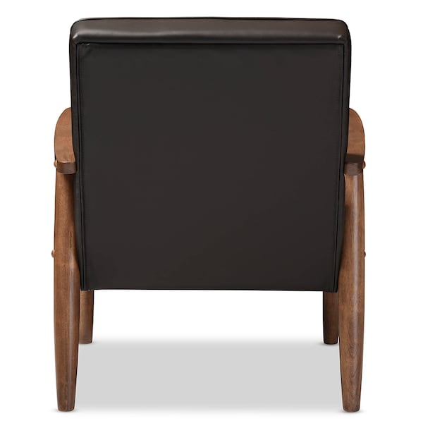 Baxton Studio Sorrento Brown Faux Leather Upholstered Wooden Lounge Chair - 122-6765