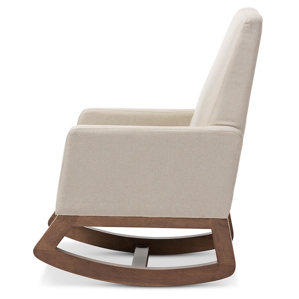 Baxton Studio Yashiya Mid-century Light Beige Upholstered Rocking Chair - 123-6818