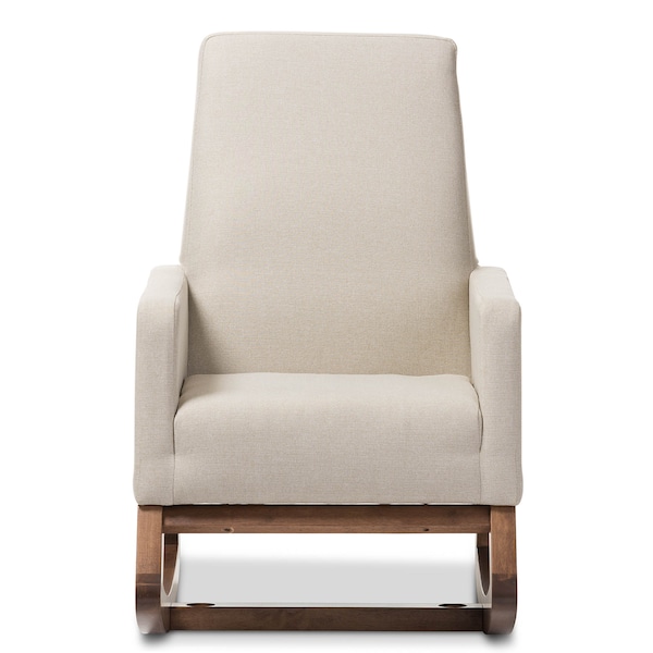 Baxton Studio Yashiya Mid-century Light Beige Upholstered Rocking Chair - 123-6818