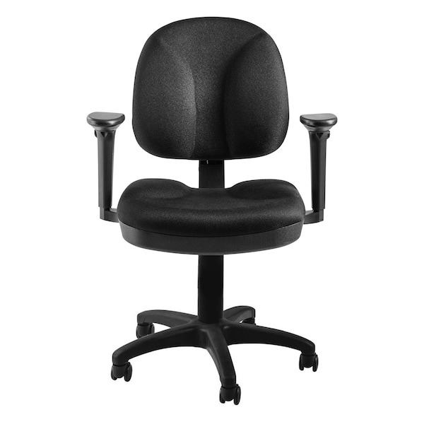 National Public Seating Black 22 1/2 in W 22 1/2 in L 18"-22" H, Arm Rests, Fabric Seat, Comfort Series - CTC-A