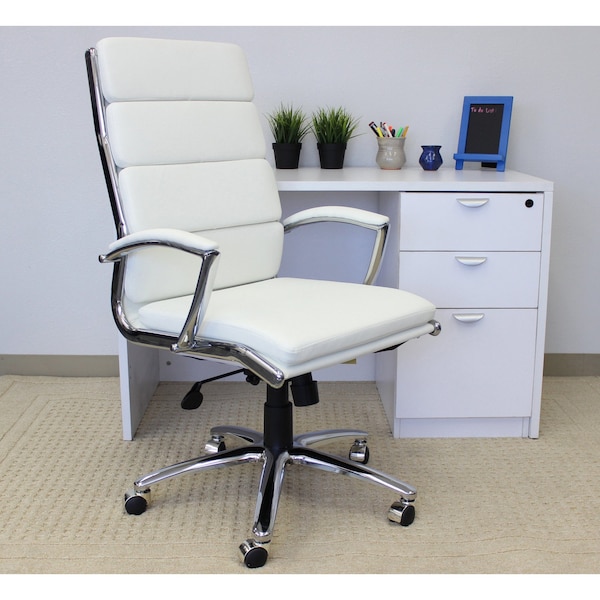Boss Executive CaressoftPlus Chair with Metal Chrome Finish - B9471-WT