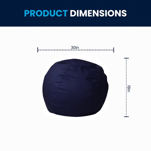 Flash Furniture Bean Bag Chair, 30 in W 30" L 18" H - DG-BEAN-SMALL-SOLID-BL-GG