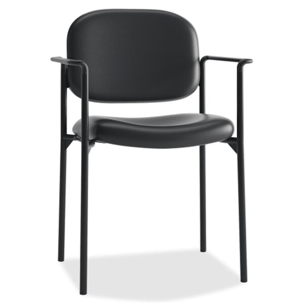 Fine-Line Guest Chair with Arms, 23.25 in. x 21 in. x 32.75 in., Lthr- Black - FI686652