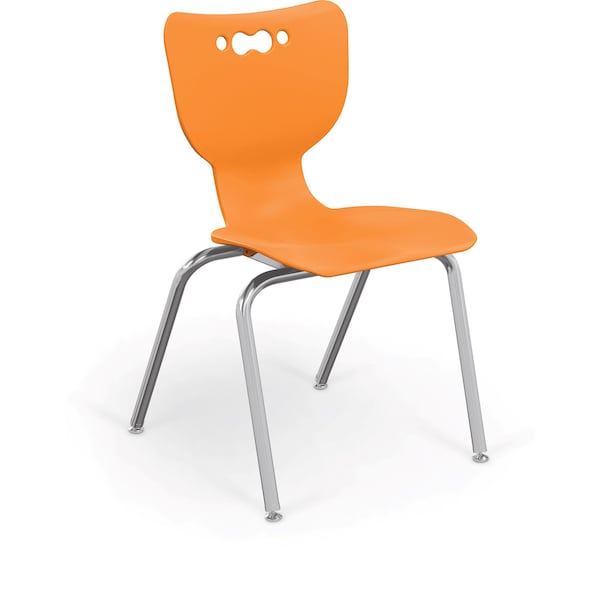 Mooreco Hierarchy School Chair, 4 Leg, 18" Chrome Frame, Orange Armless Shell, PK5 - 53318-5-ORANGE-NA-CH
