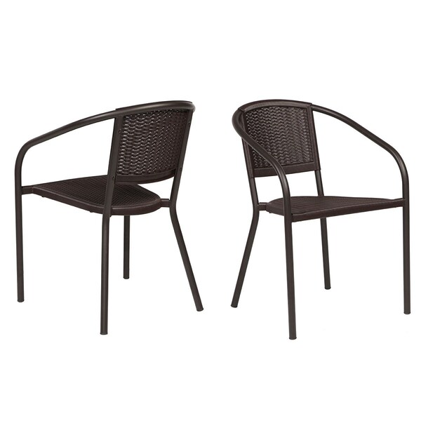 Rainbow Outdoor Lapis Set of 2 Stackable Armchair-Brown - RBO-LAPIS-BRW-AC-SET2