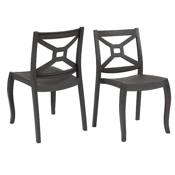 Rainbow Outdoor Zeus Set of 2 Stackable Side Chair-Anthracite - RBO-ZEUSBOX-ANT-SC-SET2