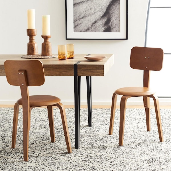 Safavieh 21.7 x 22.6 x 32.9 in. Luella Stackable Dining Chair, Walnut, 2PK - DCH1009A-SET2