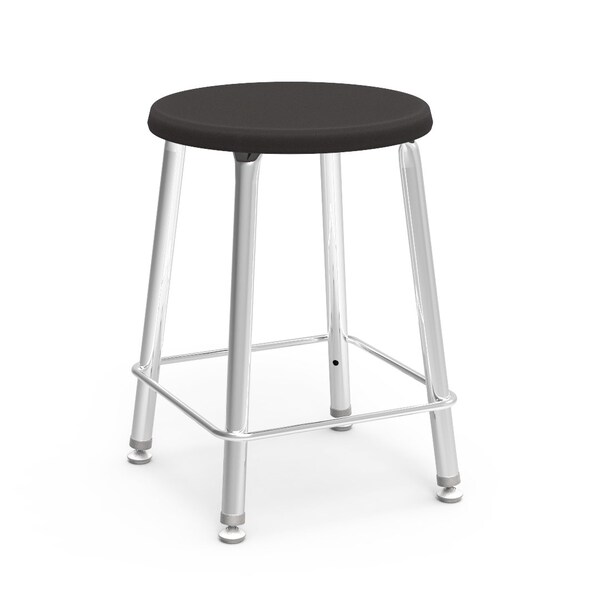 Virco 120 Series 18" Stool, 5th Grade - Adult with Nylon Glides - Black Seat - 12018