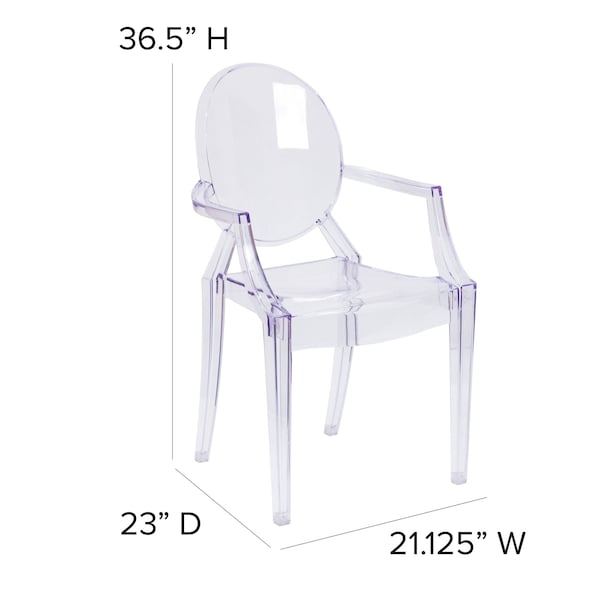 Flash Furniture Shirley Ghost Chair with Arms in Transparent Crystal - FH-124-APC-CLR-GG