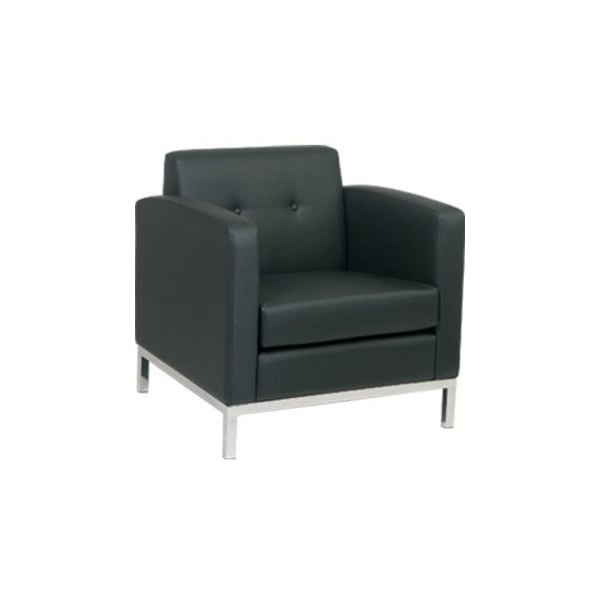 Ave 6 Collection: Wall Street Arm Chair, White Back, 30-1/2 in W 28" L 31" H, Built-in Arms, Leather Seat - WST51A-W32