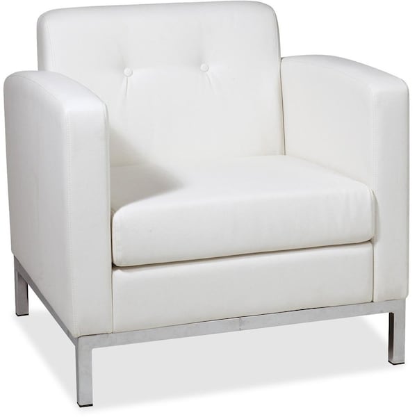 Ave 6 Collection: Wall Street Arm Chair, White Back, 30-1/2 in W 28" L 31" H, Built-in Arms, Leather Seat - WST51A-W32