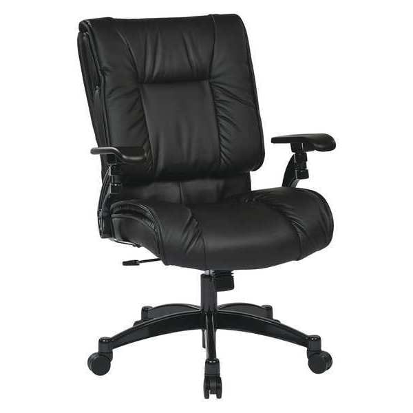 Office Star Conference Chair Desk Chair, Adjustable Arms, 19-1/2" to 24" Height, Leather, Black - 9333E