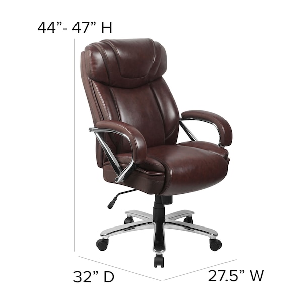 Flash Furniture Hercules Office Chair, Brown Back, 27-1/2 in W 32" L 47" H, Padded - GO-2092M-1-BN-GG