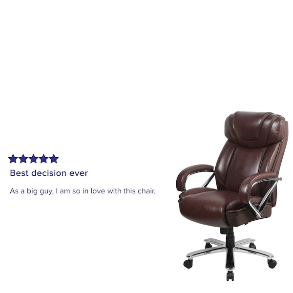 Flash Furniture Hercules Office Chair, Brown Back, 27-1/2 in W 32" L 47" H, Padded - GO-2092M-1-BN-GG