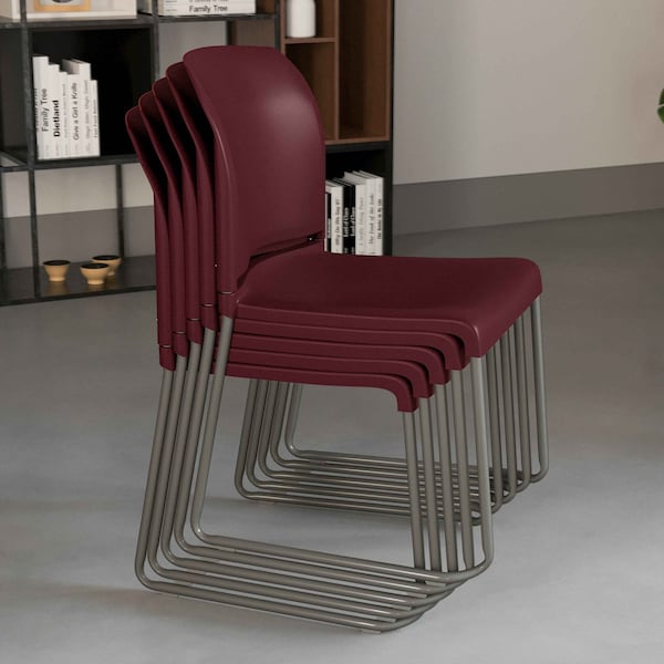 Flash Furniture Burgundy Plastic Stack Chair - RUT-238A-BY-GG