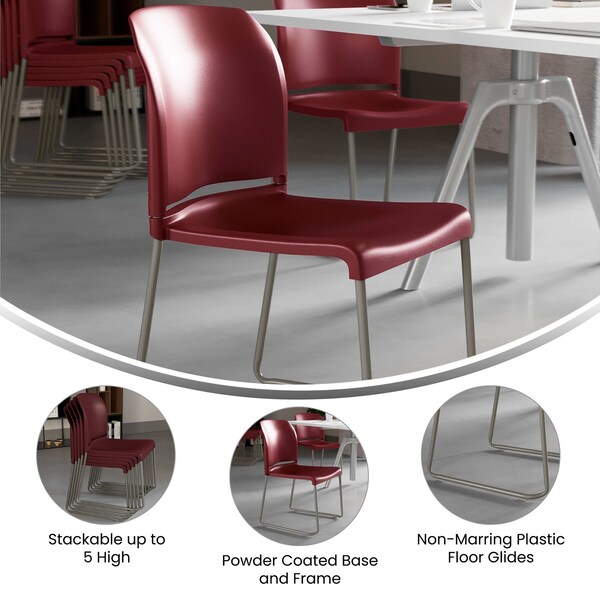 Flash Furniture Burgundy Plastic Stack Chair - RUT-238A-BY-GG