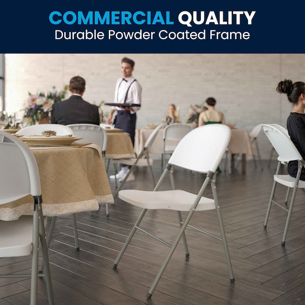 Flash Furniture White Plastic Folding Chair - 6-DAD-YCD-70-WH-GG