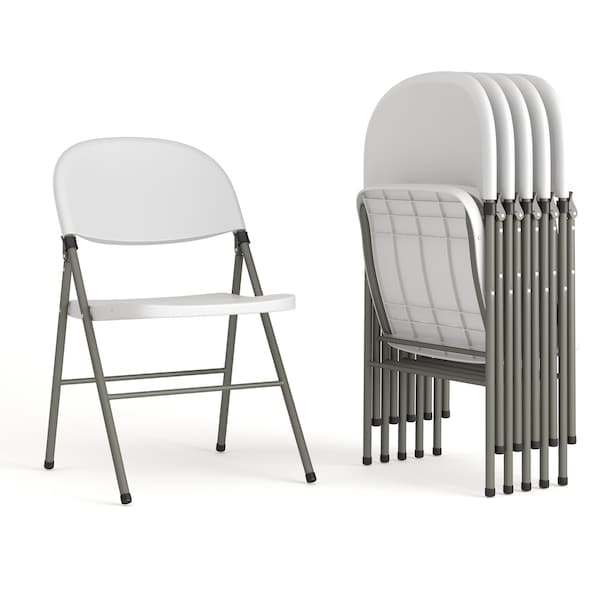 Flash Furniture White Plastic Folding Chair - 6-DAD-YCD-70-WH-GG