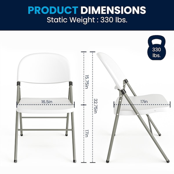 Flash Furniture White Plastic Folding Chair - 6-DAD-YCD-70-WH-GG