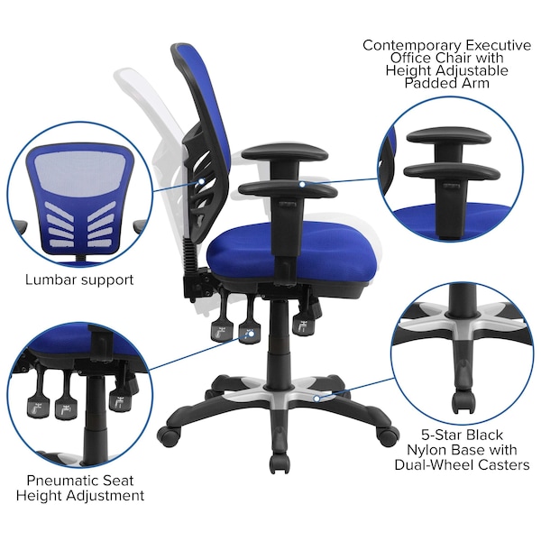 Flash Furniture Executive Chair, Blue Seat, Mesh Back - HL-0001-BL-GG
