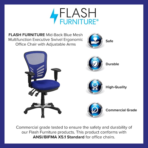 Flash Furniture Executive Chair, Blue Seat, Mesh Back - HL-0001-BL-GG