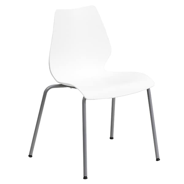 Flash Furniture Stack Chair w/Support, 770 lb. Capcty, Wht - RUT-288-WHITE-GG