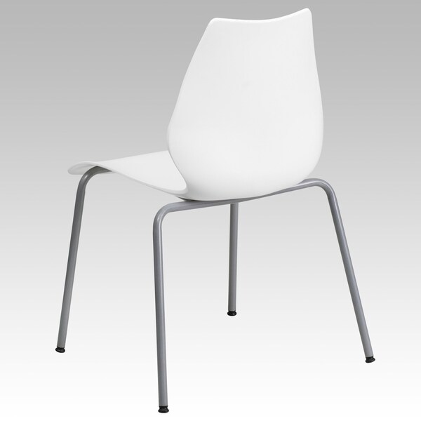 Flash Furniture Stack Chair w/Support, 770 lb. Capcty, Wht - RUT-288-WHITE-GG
