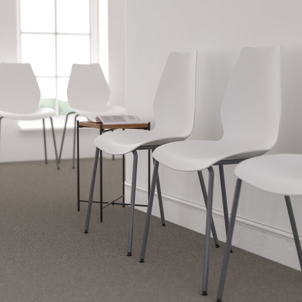 Flash Furniture Stack Chair w/Support, 770 lb. Capcty, Wht - RUT-288-WHITE-GG