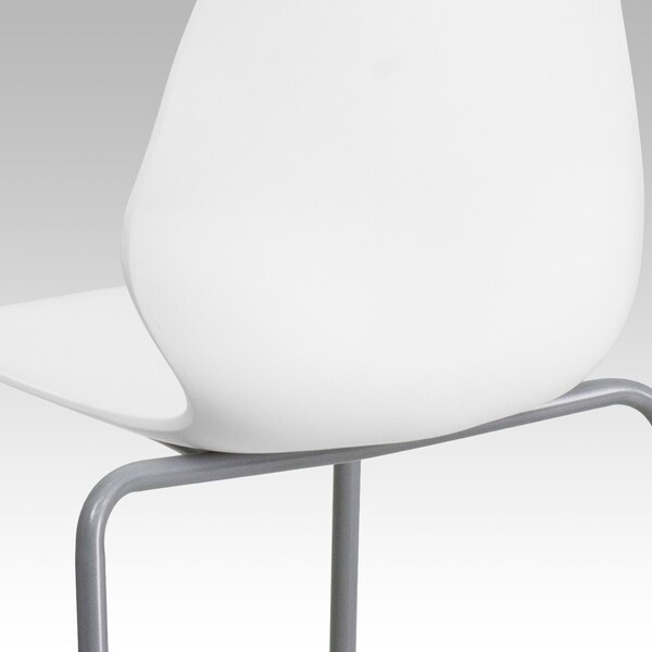 Flash Furniture Stack Chair w/Support, 770 lb. Capcty, Wht - RUT-288-WHITE-GG