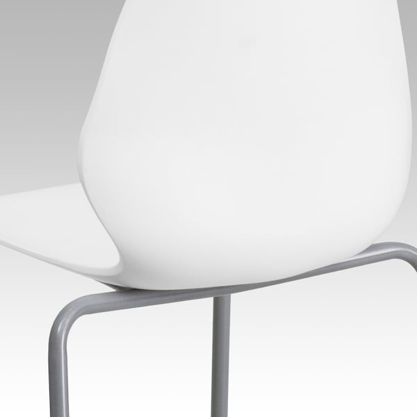 Flash Furniture Stack Chair w/Support, 770 lb. Capcty, Wht - RUT-288-WHITE-GG
