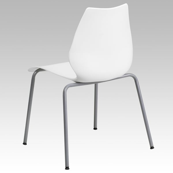 Flash Furniture Stack Chair w/Support, 770 lb. Capcty, Wht - RUT-288-WHITE-GG