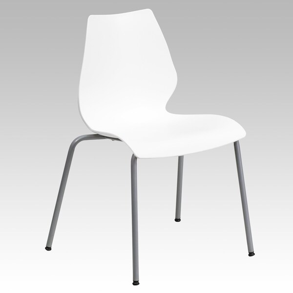 Flash Furniture Stack Chair w/Support, 770 lb. Capcty, Wht - RUT-288-WHITE-GG