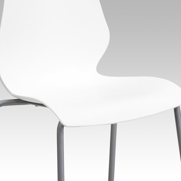 Flash Furniture Stack Chair w/Support, 770 lb. Capcty, Wht - RUT-288-WHITE-GG