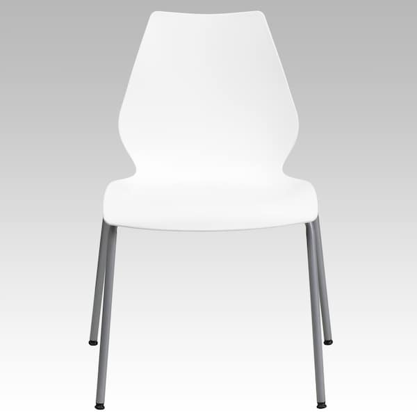 Flash Furniture Stack Chair w/Support, 770 lb. Capcty, Wht - RUT-288-WHITE-GG