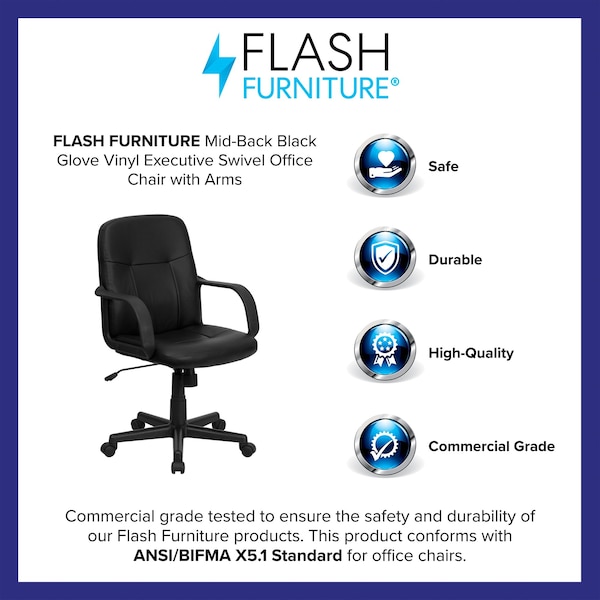 Flash Furniture Executive Chair, Black Seat, Vinyl Back - H8020-GG