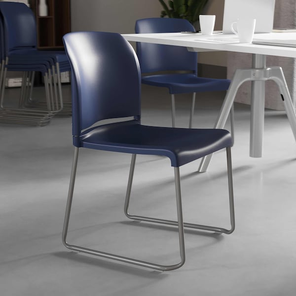 Flash Furniture Navy Plastic Stack Chair - RUT-238A-NY-GG
