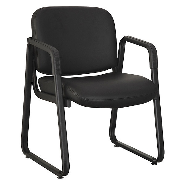 Lorell Guest Chair, Black Back, 26 in W 24.8" L 33-1/2" H, Leather Seat - LLR84577
