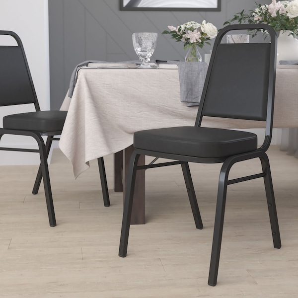 Flash Furniture Hercules Banquet Chair, Black Back, 17-1/2 in W 20-1/4" L 36" H, Vinyl Seat - FD-BHF-1-GG