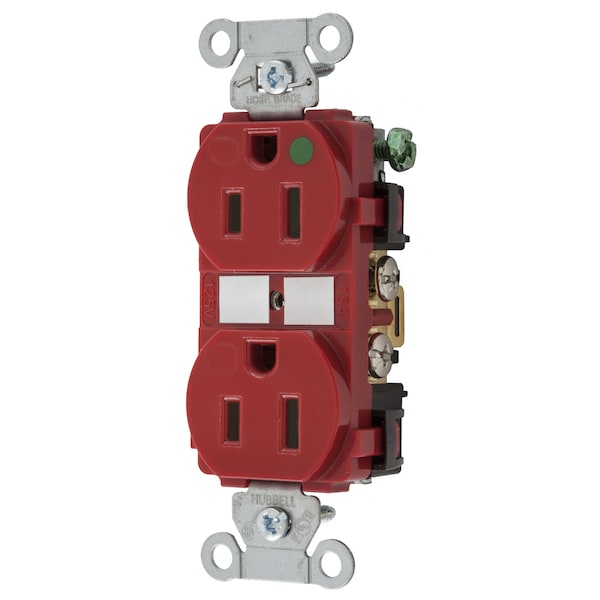 Hubbell Wiring Device-Kellems HUBBELL-PRO HG DPLX 15A/125V RD - 8200RED