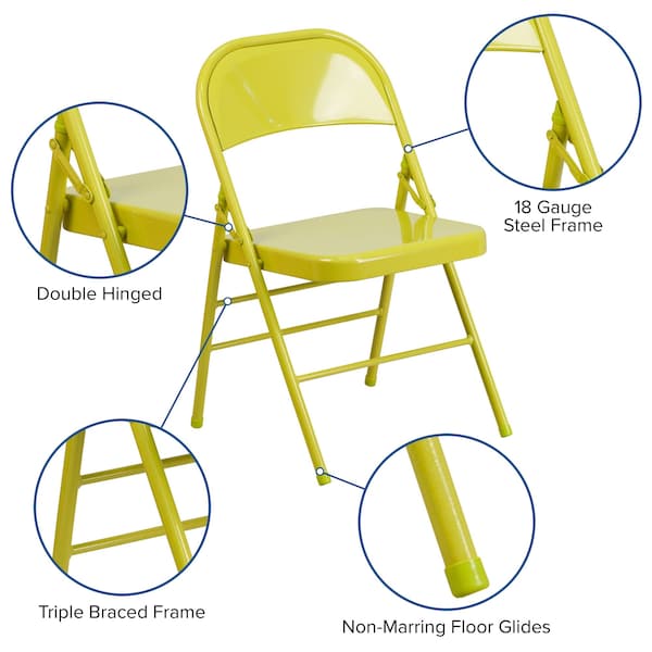 Flash Furniture Twisted Citron Folding Chair - 2-HF3-CITRON-GG