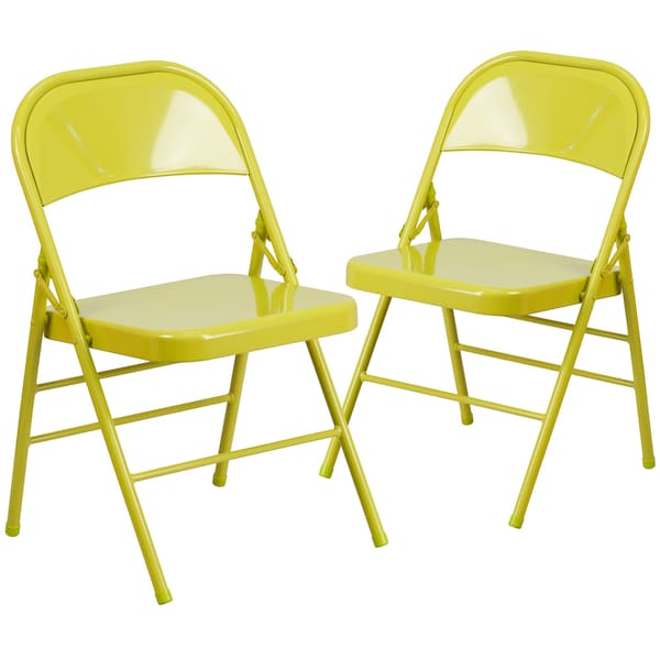 Flash Furniture Twisted Citron Folding Chair - 2-HF3-CITRON-GG