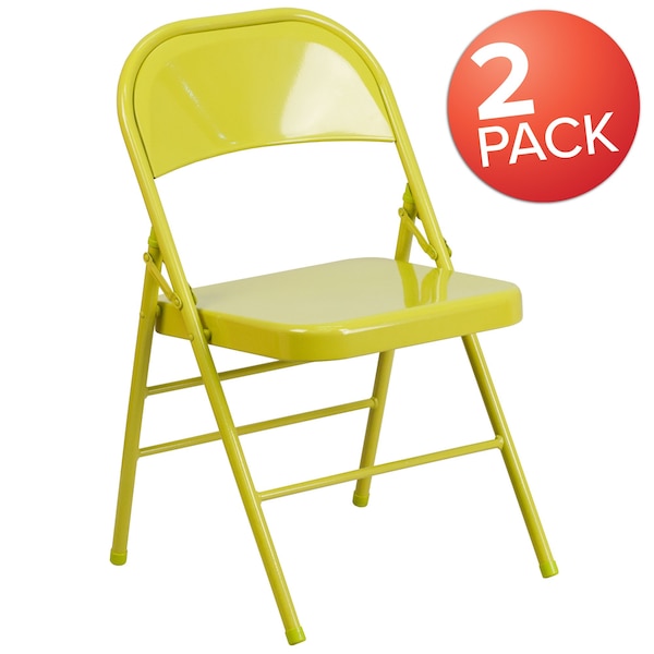 Flash Furniture Twisted Citron Folding Chair - 2-HF3-CITRON-GG