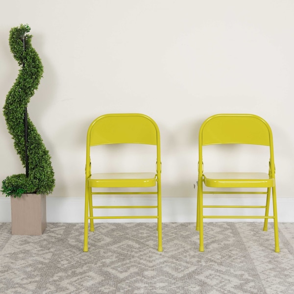 Flash Furniture Twisted Citron Folding Chair - 2-HF3-CITRON-GG